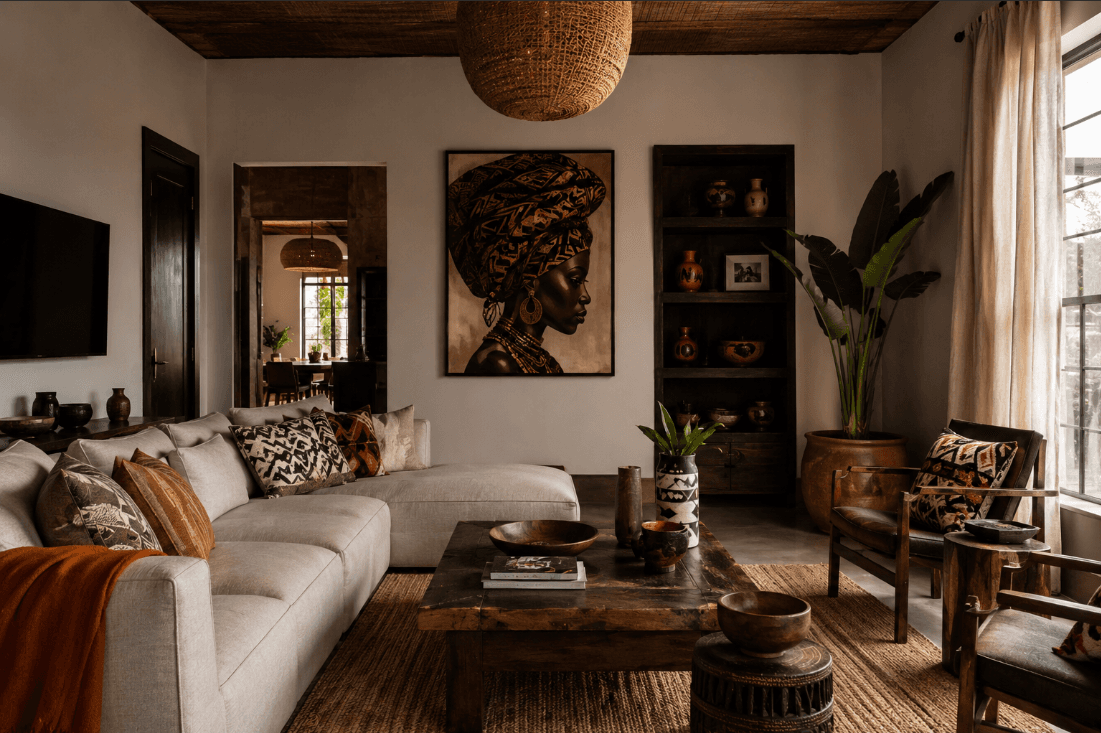 Warm African-style sitting room interior